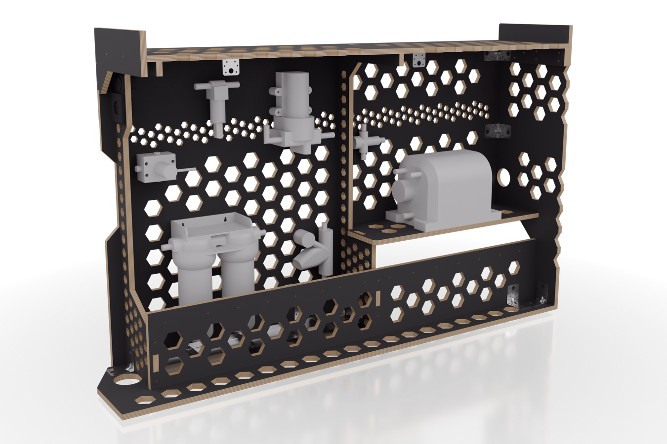 CAD-Render — Installationsraum Wassersystem im Heckmodul