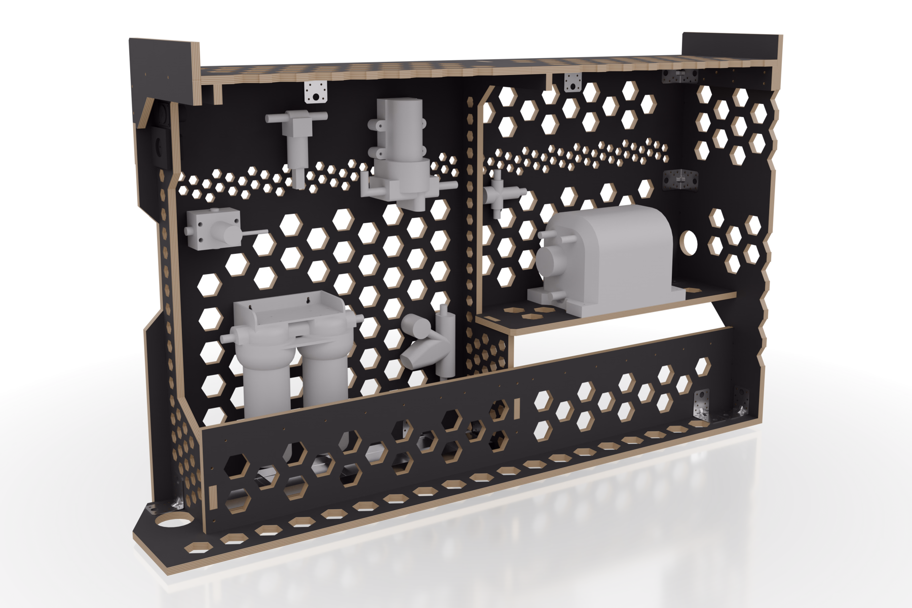 CAD-Render — Installationsraum Wassersystem im Heckmodul